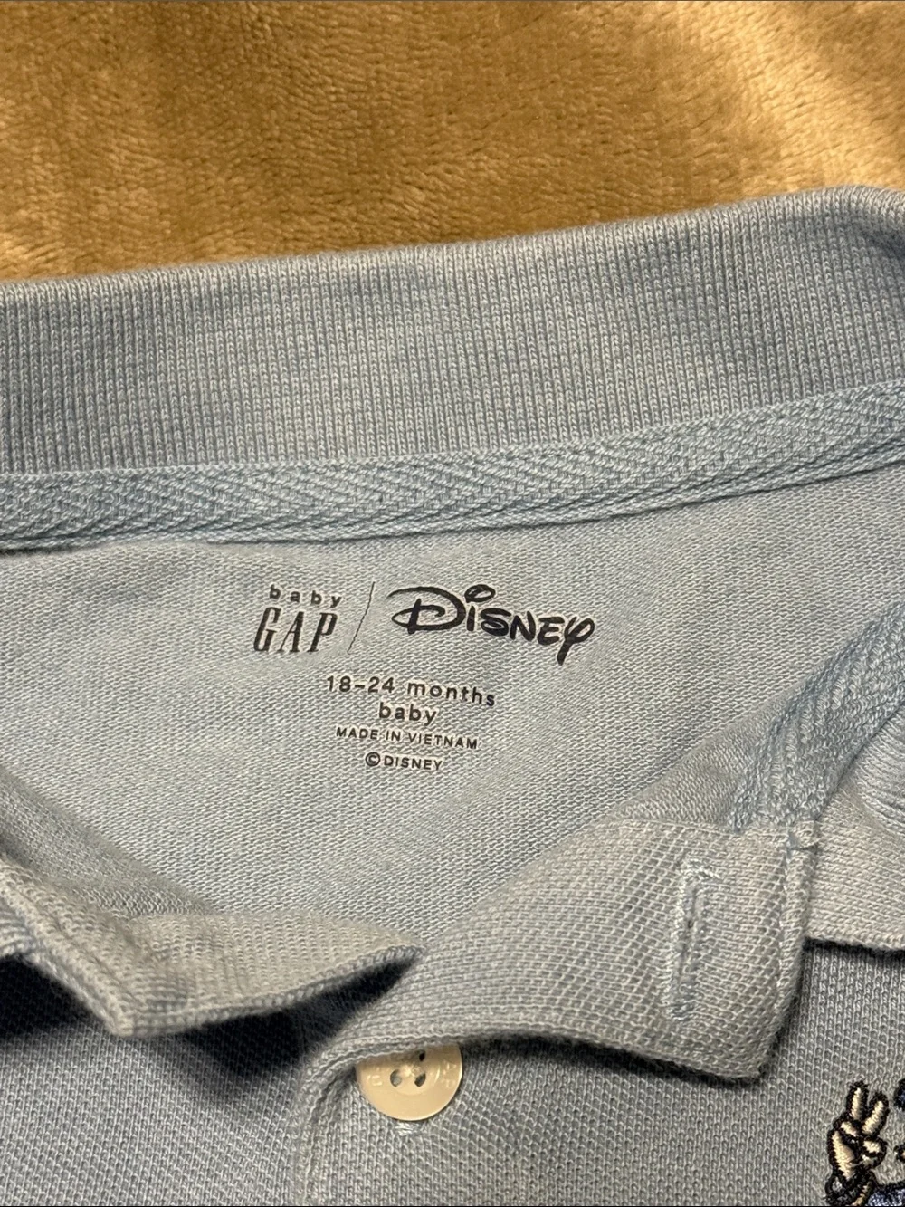 GAP Light Blue Polo with Donald Duck 18-24m